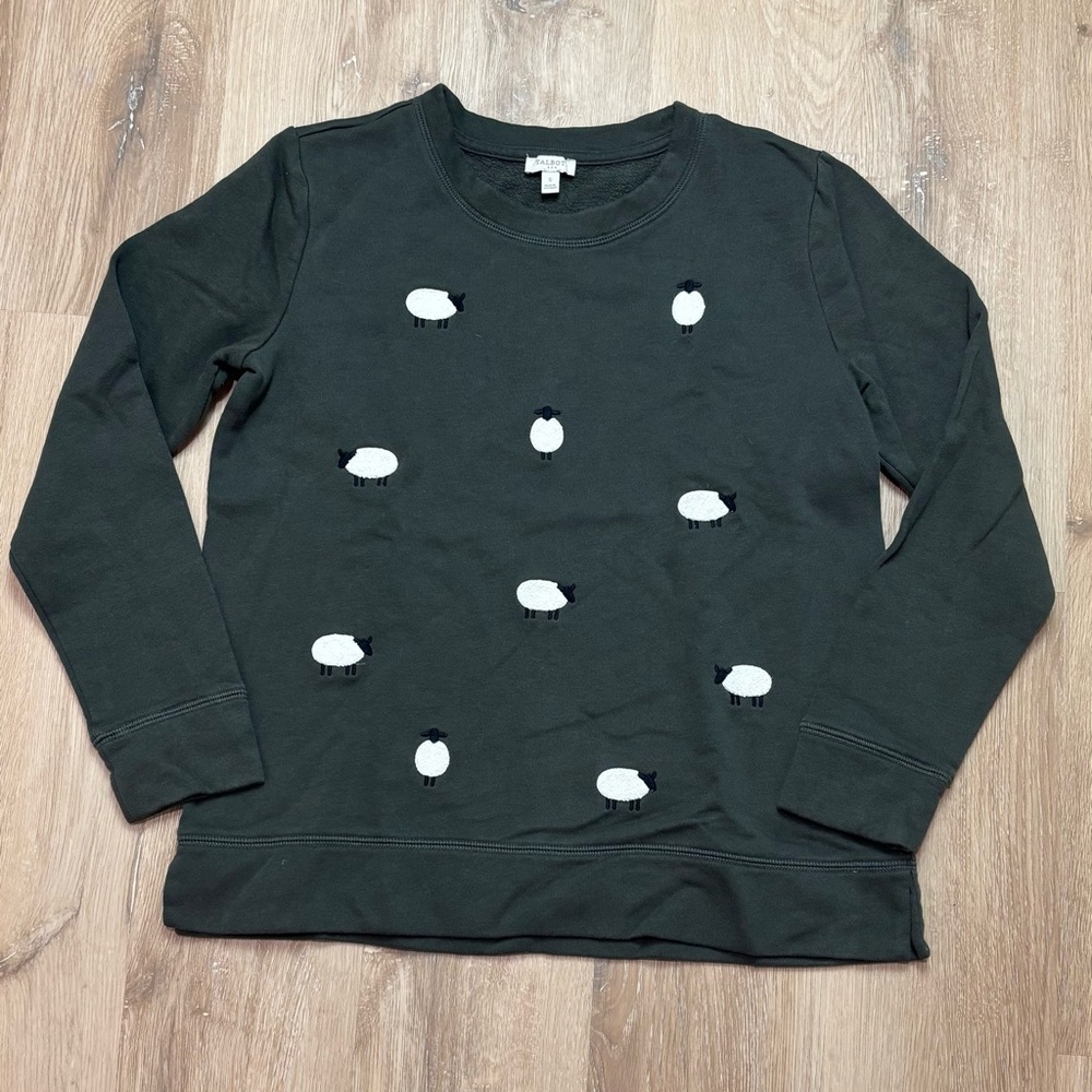 Talbots Women’s Pullover Sweatshirt Sheep Print Novelty Top Small